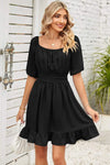 Ruched Ruffle Hem Short Sleeve Dress Casual Dresses - Tophatter Daily Deals