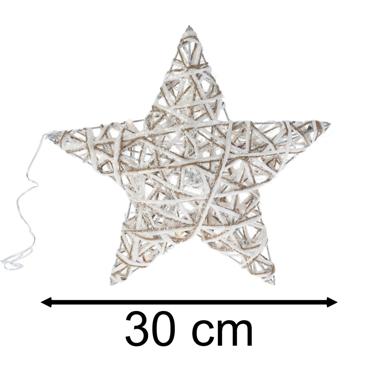 Illuminated Jute Star with Glitter | Warm White LED Christmas Window Light 30cm Ornament - Tophatter Daily Deals