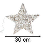 Illuminated Jute Star with Glitter | Warm White LED Christmas Window Light 30cm Ornament - Tophatter Daily Deals