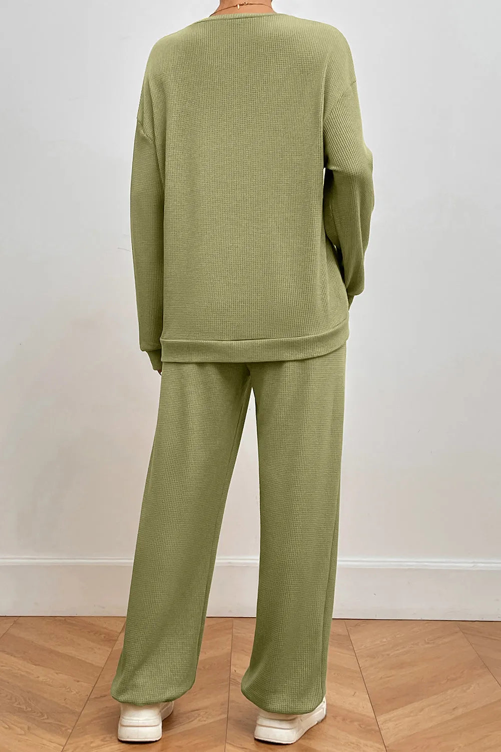 Pocketed Round Neck Top and Pants Lounge Set Loungewear Sets - Tophatter Daily Deals