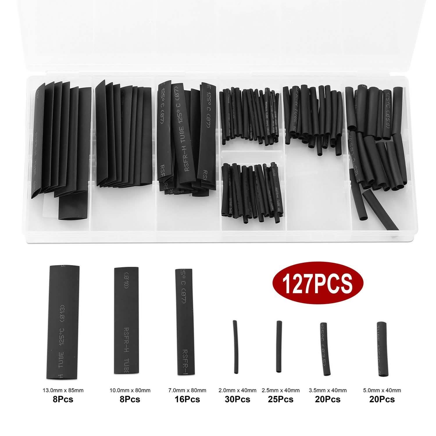 127-Piece: 2:1 Heat Shrink Tube Wire Wrap Assortment Set Home Improvement - Tophatter Daily Deals