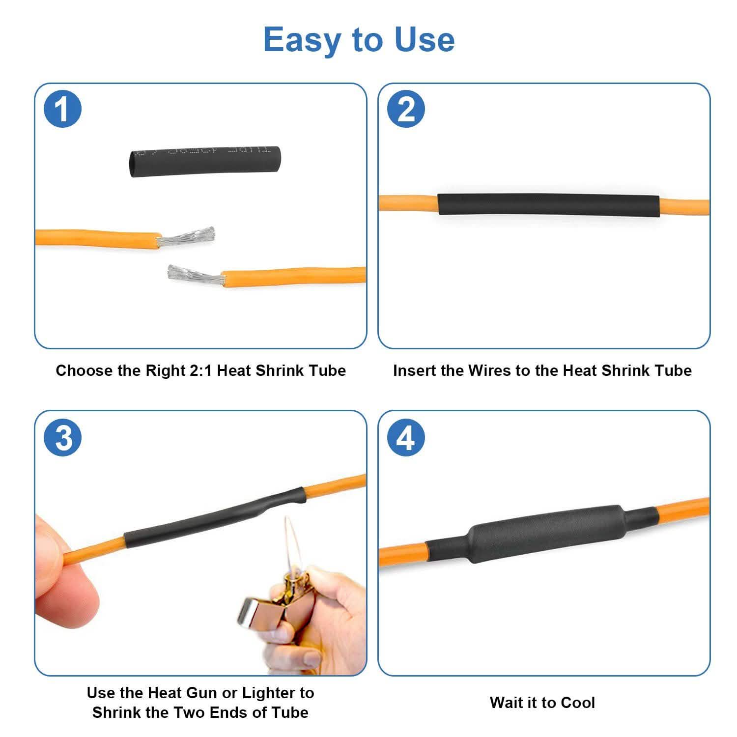 127-Piece: 2:1 Heat Shrink Tube Wire Wrap Assortment Set Home Improvement - Tophatter Daily Deals