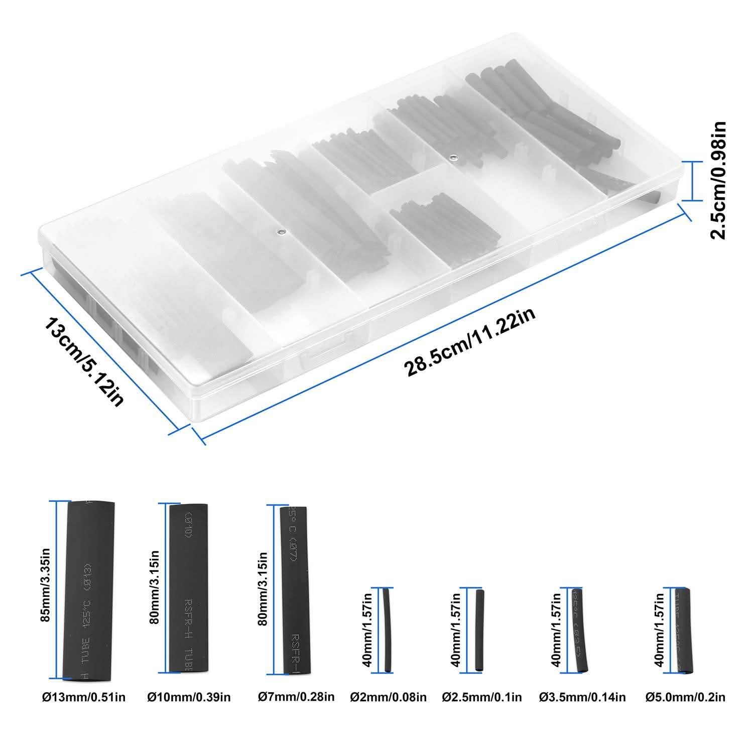 127-Piece: 2:1 Heat Shrink Tube Wire Wrap Assortment Set Home Improvement - Tophatter Daily Deals