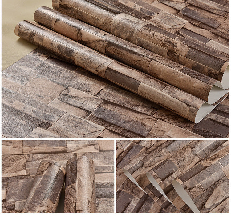 3D 3D PVC imitation marble wallpaper Brown 0 - Tophatter Daily Deals