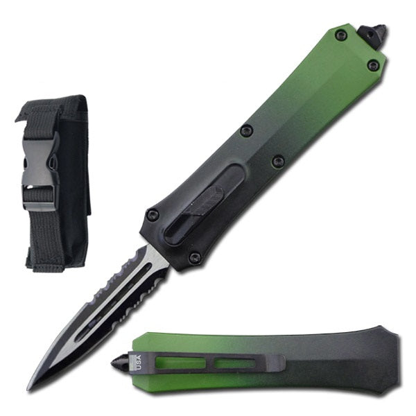 7" Dual Action Dagger Blade Reaper OTF Automatic Green Pocket Knife - TOPHATTER'S ARMORY DEALS Collectible Weapons - Tophatter Daily Deals