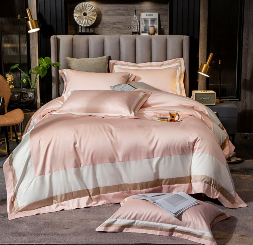 100 cotton 100 sheets quilt cover simple hotel bedding Pink 0 - Tophatter Daily Deals