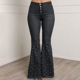 Beaded flared pants Grey 0 - Tophatter Daily Deals