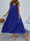 Tiered V-Neck Sleeve Dress Royal Blue Casual Dresses - Tophatter Daily Deals