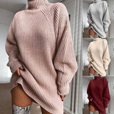 Oversized Women's Sweater Dress - Turtleneck Ribbed Winter 3D Changing Face Moving Picture Frame - Tophatter Daily Deals