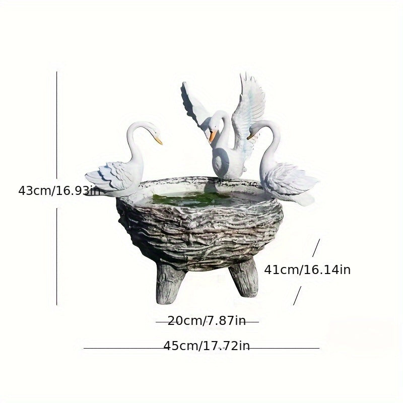 Swan Resin Flower Pot with Rattan Accent Home & Garden > Artificial Plants > Pots, Planters & Accessories - Tophatter Daily Deals