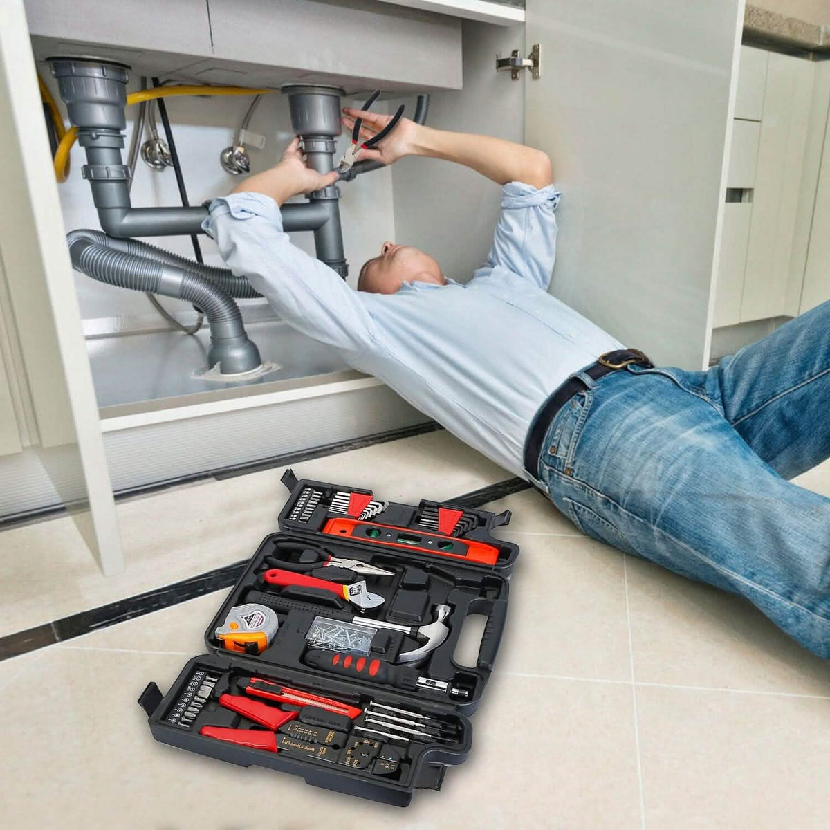 129-Pieces Set: Household Hand Tool Set Home Improvement - Tophatter Daily Deals