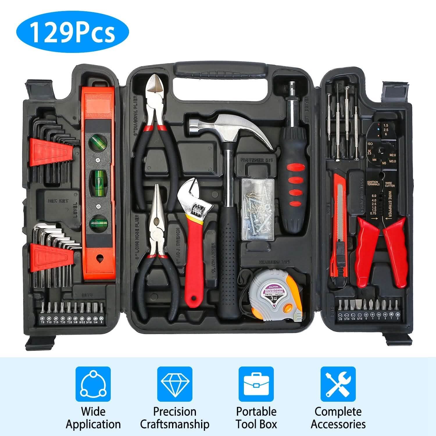 129-Pieces Set: Household Hand Tool Set Home Improvement - Tophatter Daily Deals