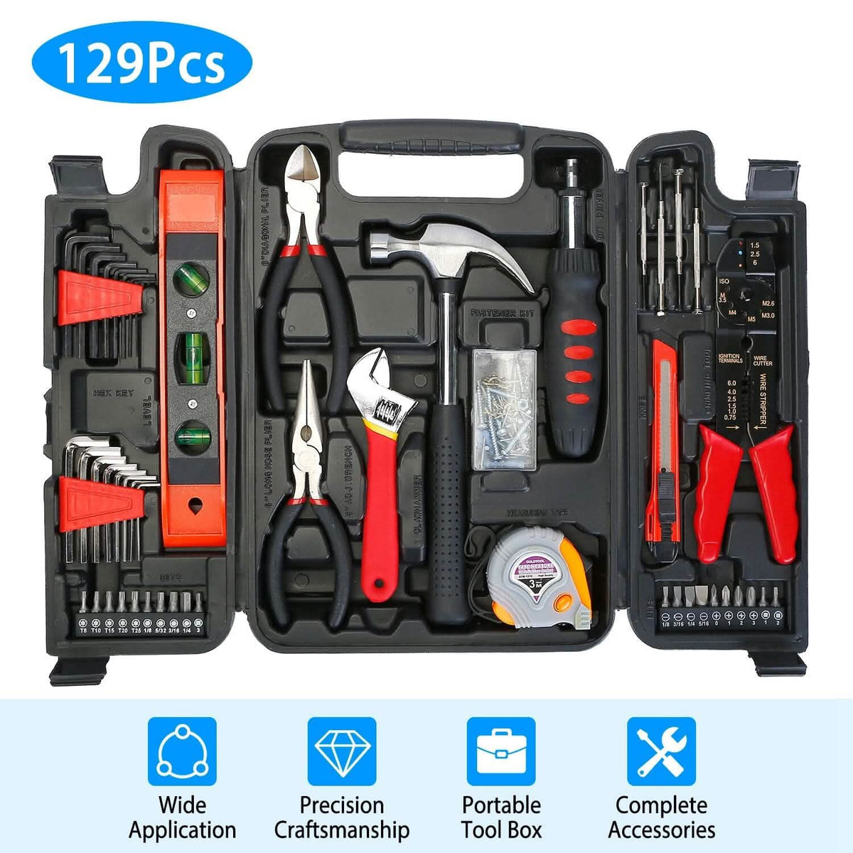 129-Pieces Set: Household Hand Tool Set Home Improvement - Tophatter Daily Deals
