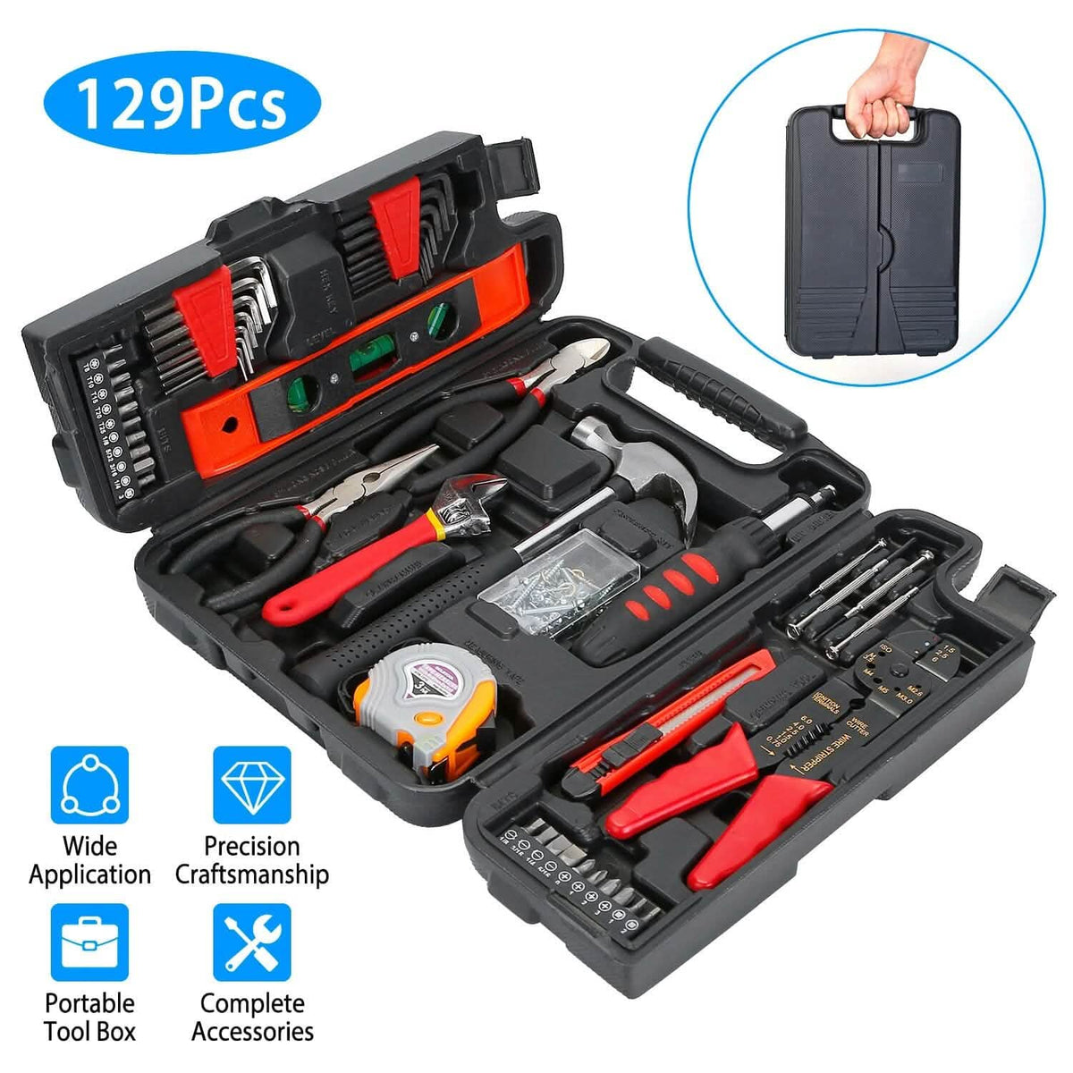 129-Pieces Set: Household Hand Tool Set Home Improvement - Tophatter Daily Deals