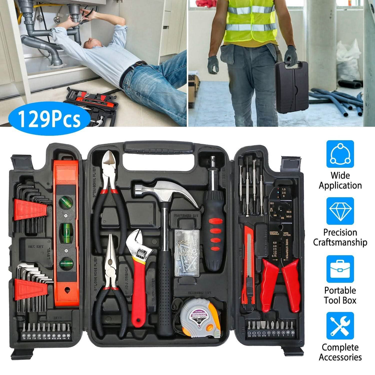 129-Pieces Set: Household Hand Tool Set Home Improvement - Tophatter Daily Deals