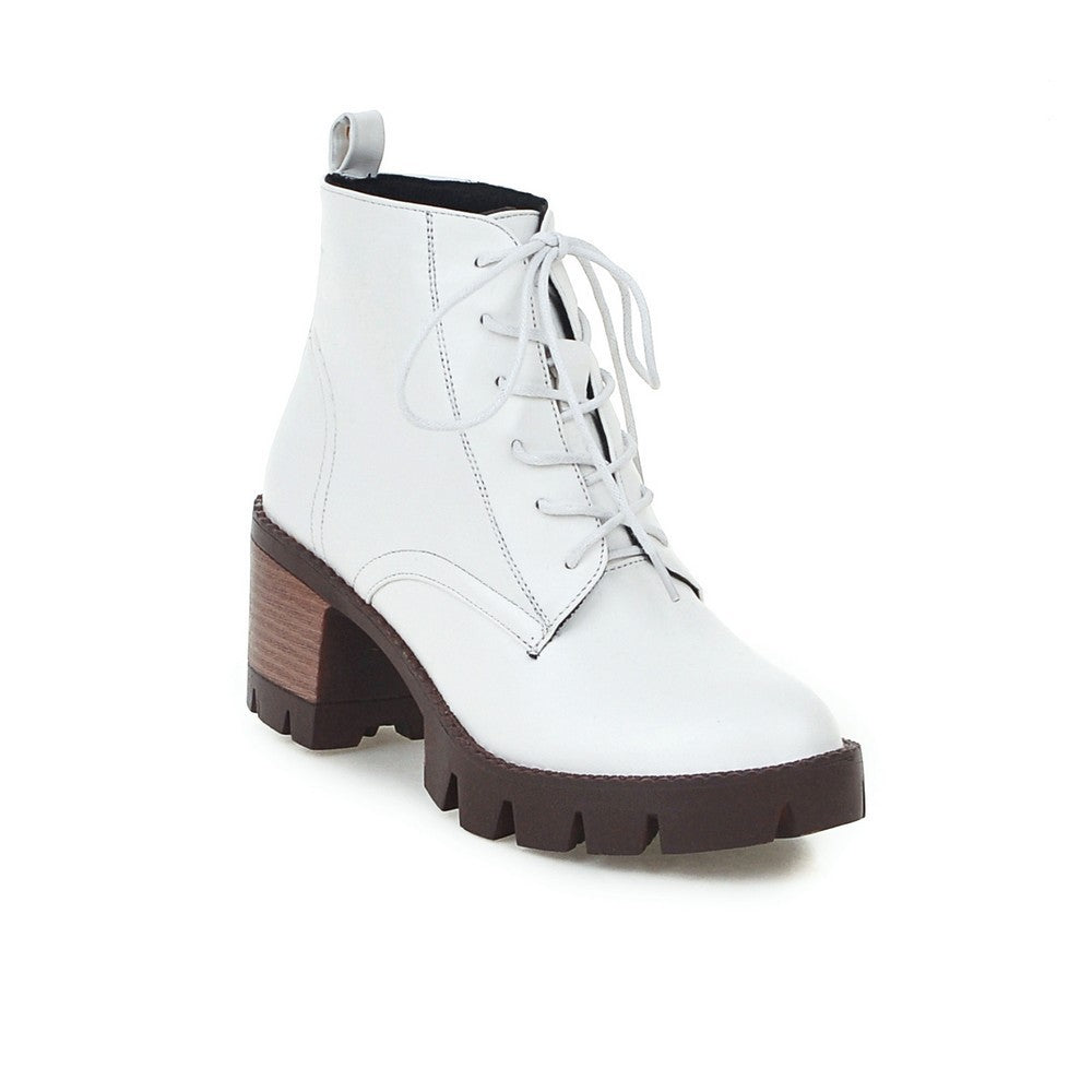 Boots with round head and thick heel White 0 - Tophatter Daily Deals