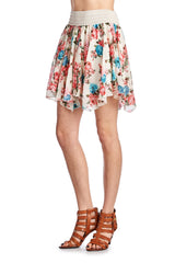 Women's Printed Floral Skirt with Elastic Lace Waistband Skirts - Tophatter Daily Deals