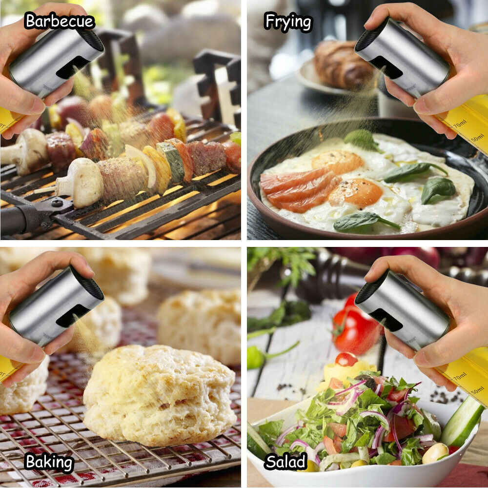 2PCS Stainless Oil Sprayer Cooking Mister Spray Fine Bottle Kitchen Tool UK 5 - Tophatter Daily Deals