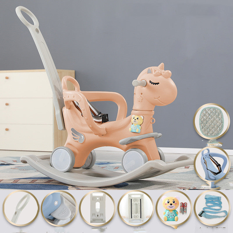 Baby Rocking Cart Birthday Gift Coral powder Deluxe Edition 0 - Tophatter Daily Deals