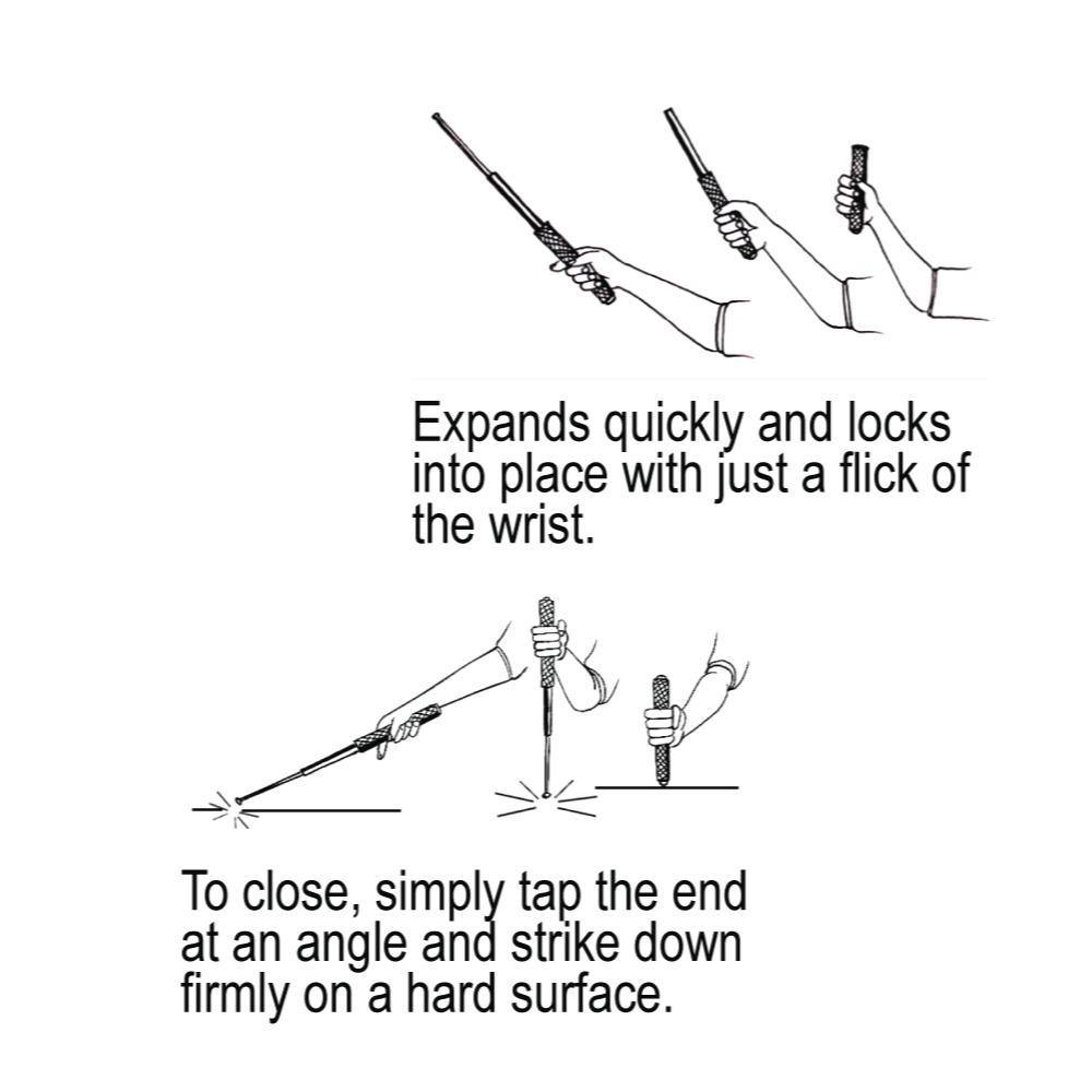 12" Expandable Steel Baton w/ Keyring Baton - Tophatter Daily Deals