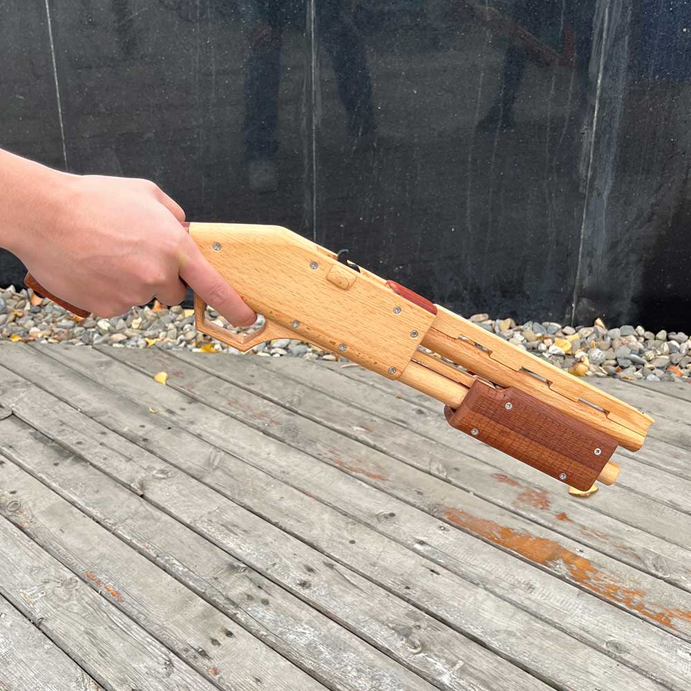 Assembled M37 Shotgun Rubber Band Wooden Replica Gun - Tophatter Daily Deals