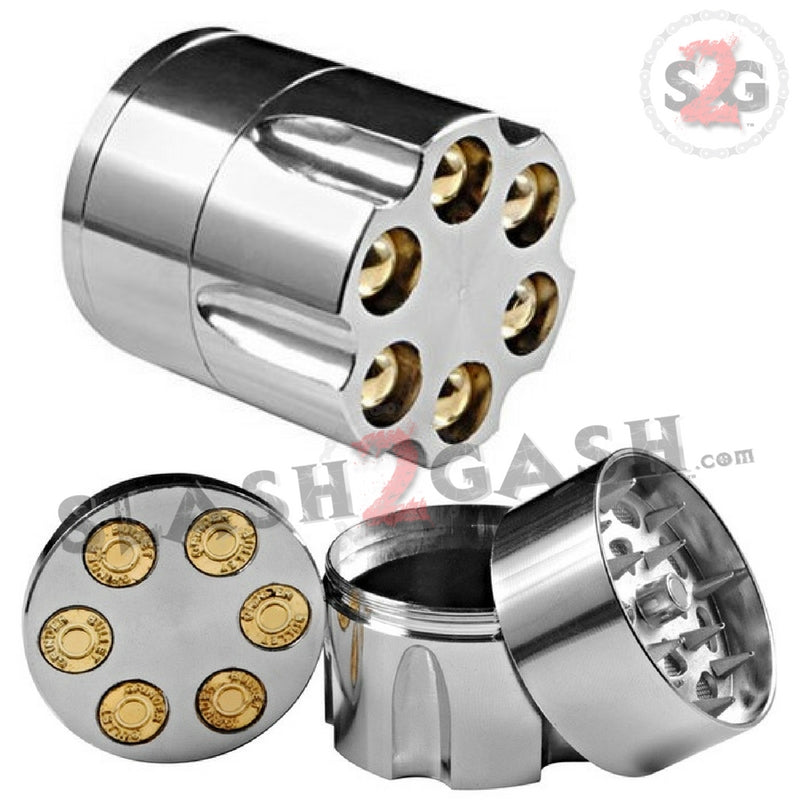 Revolver Bullet Herb Grinder Tobacco Mill - Small 1.6 Inch 3 piece Smoking Accessories - Tophatter Daily Deals