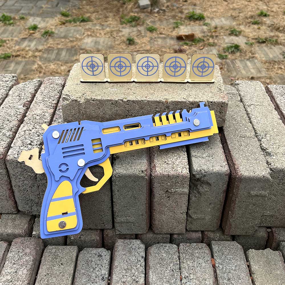 Battle Wolf 3D Gun Puzzle Wooden Rubber Band Gun Model Kit - Tophatter Daily Deals