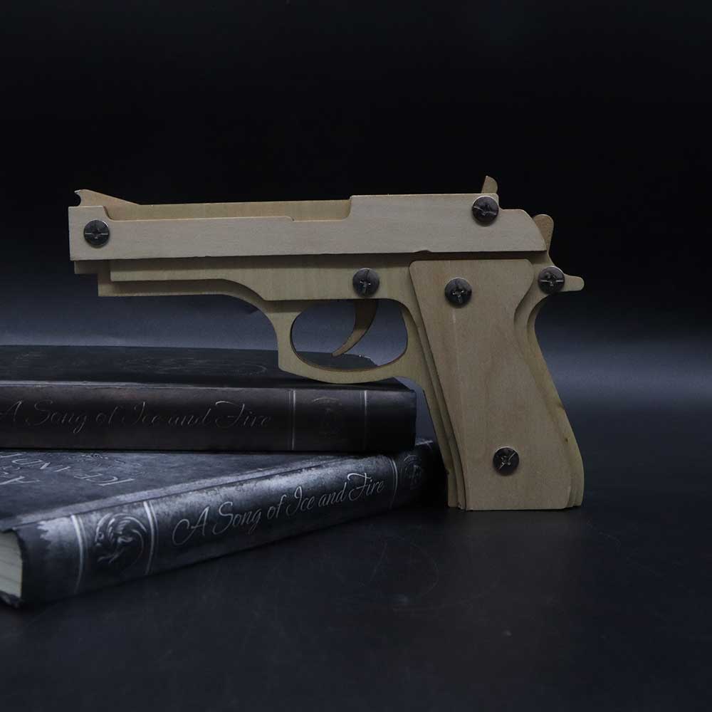Assembled M92F Wooden Rubber Band Gun - Tophatter Daily Deals