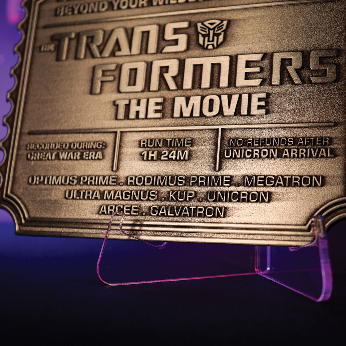 Transformers: The Movie – Limited Edition 40th Anniversary Metal Replica Movie Ticket Collectible Replica - Tophatter Daily Deals