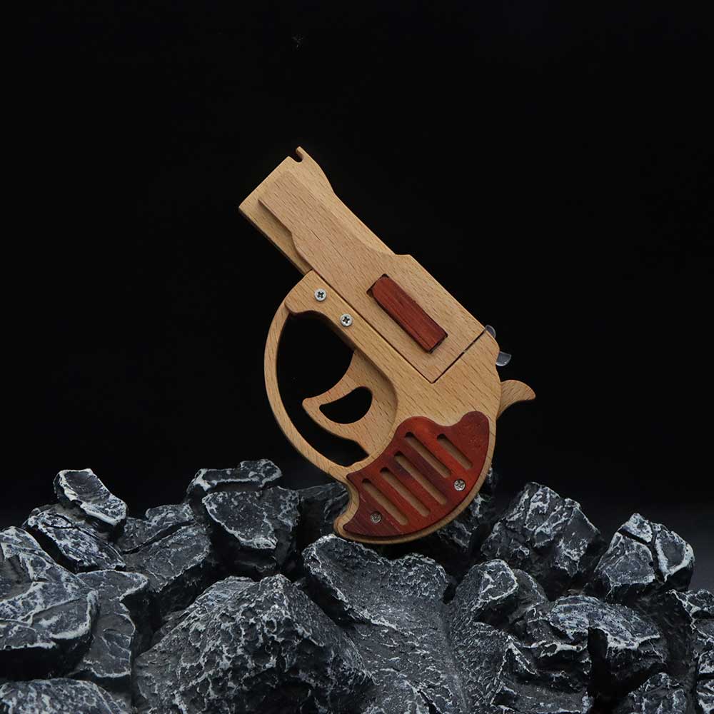 Solid Wood Mini Revolver Rubber Band Gun - Tophatter Daily Deals