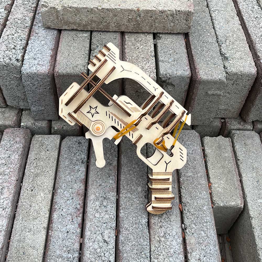 Ranger Ping Pong Ball Shooter Wooden Rubber Band Gun Model Kit - Tophatter Daily Deals