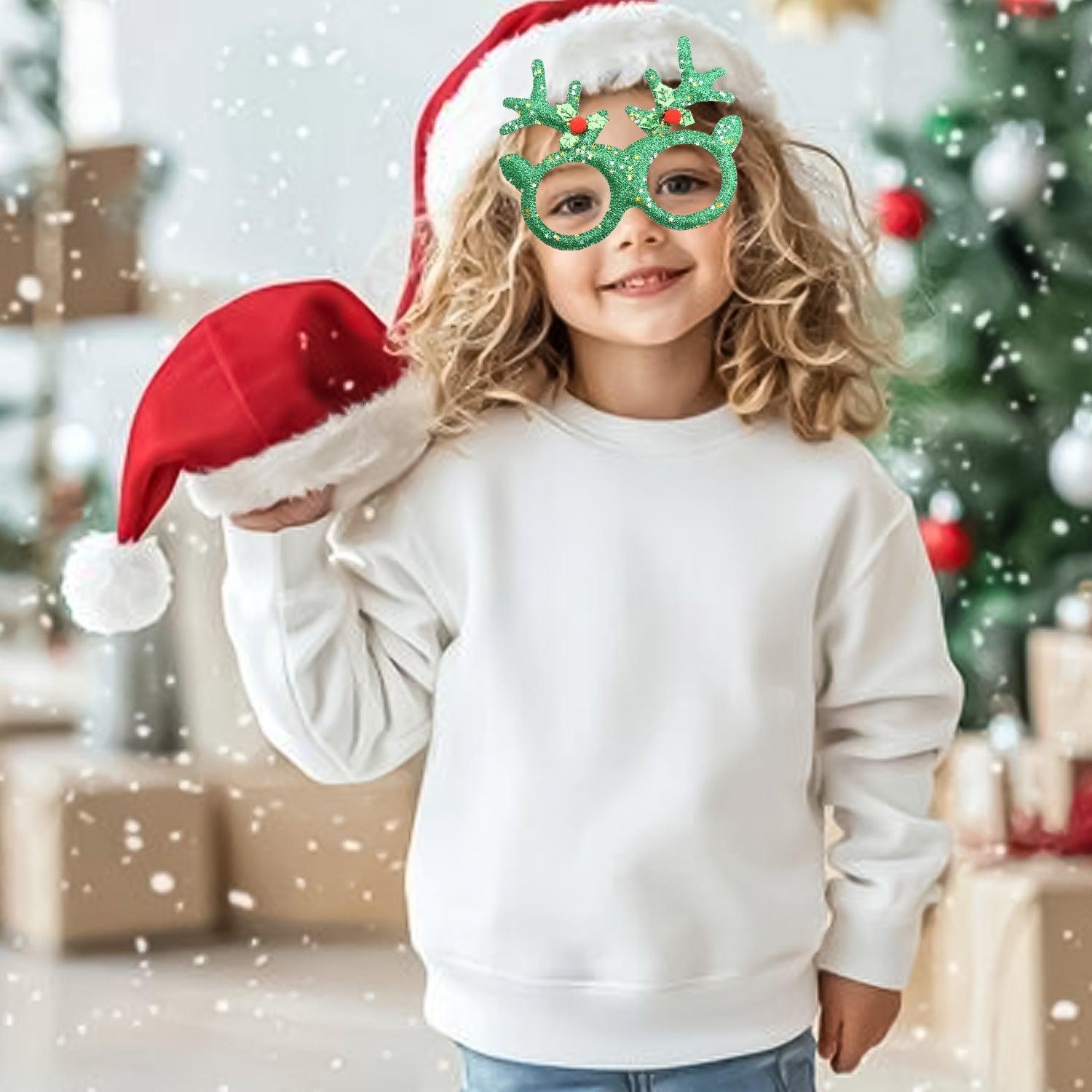 Glitter Party Glasses - Christmas Glitter Party Glasses, 12 Pack Novelty Xmas Eyeglasses Fancy Dress Costume Decoration for Kids Adults Christmas - Tophatter Daily Deals