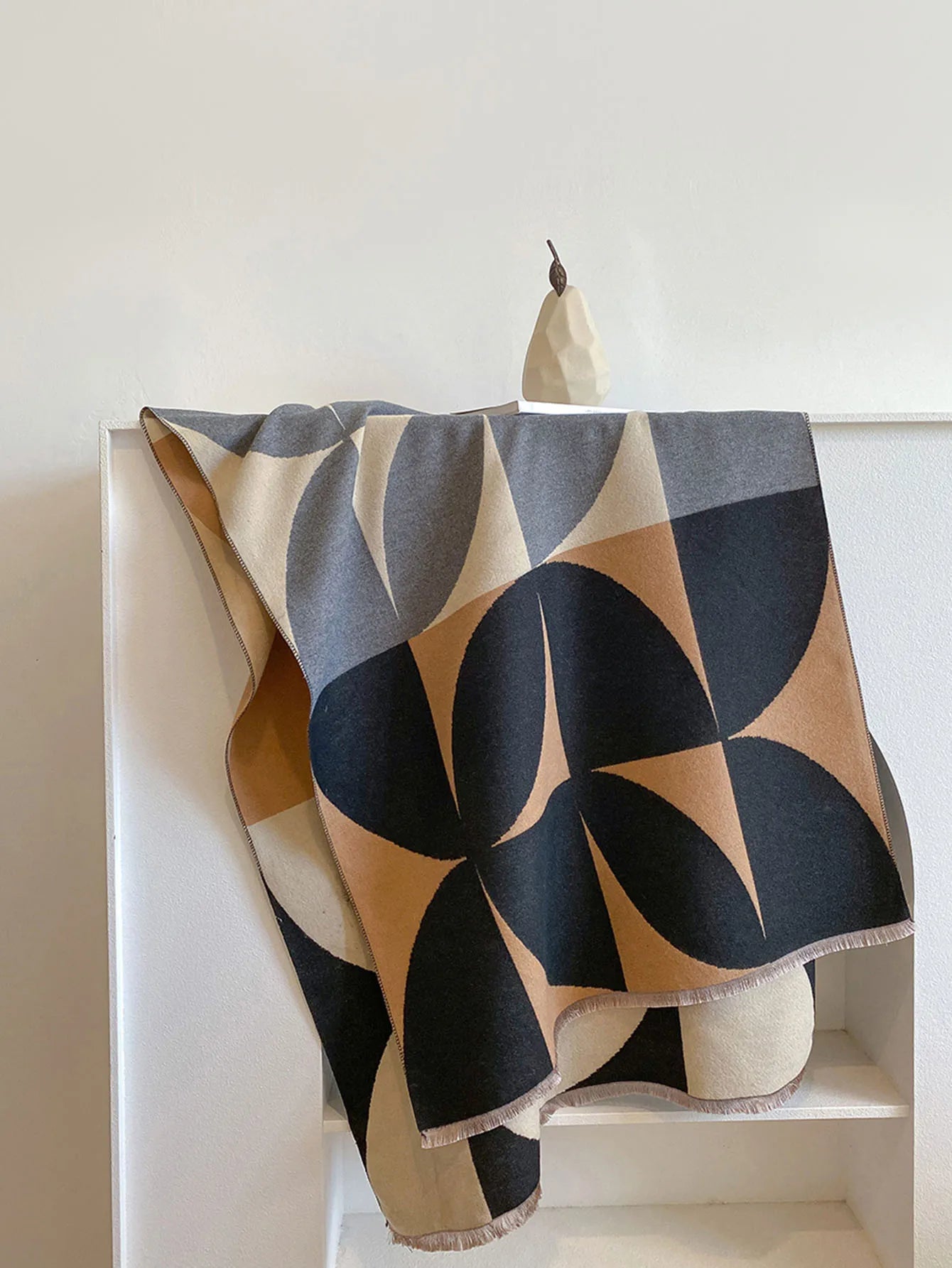 Oversized Womens Scarf - Reversible Geometric Cashmere - Tophatter Daily Deals