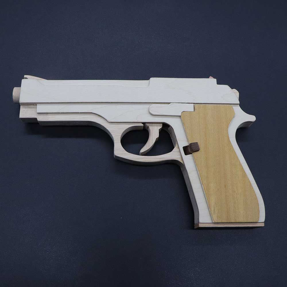 Solid Wooden Rubber Band M92F Pistol With Functional Clip - Tophatter Daily Deals