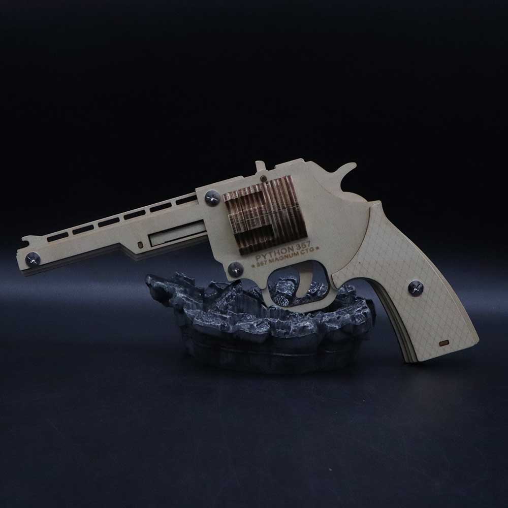 Assembled Revolver Wooden Rubber Band Gun Model Kit - Tophatter Daily Deals