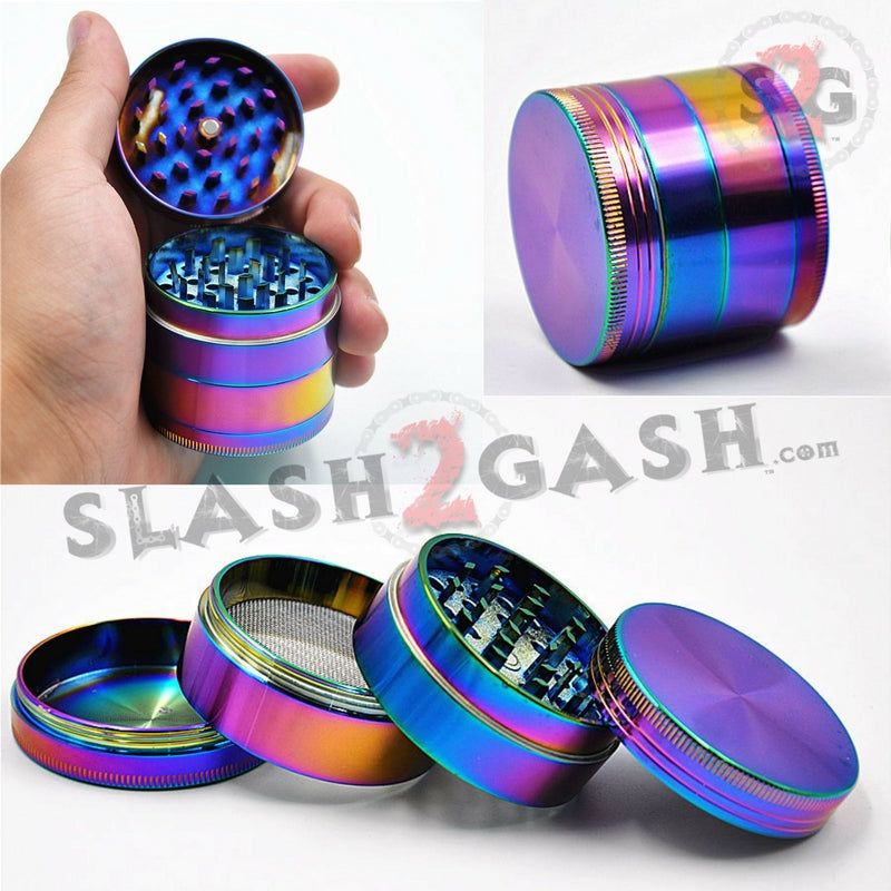 Rainbow Stainless Steel Magnetic Spice Herb Grinder 4 piece - 3 Sizes Smoking Accessories - Tophatter Daily Deals