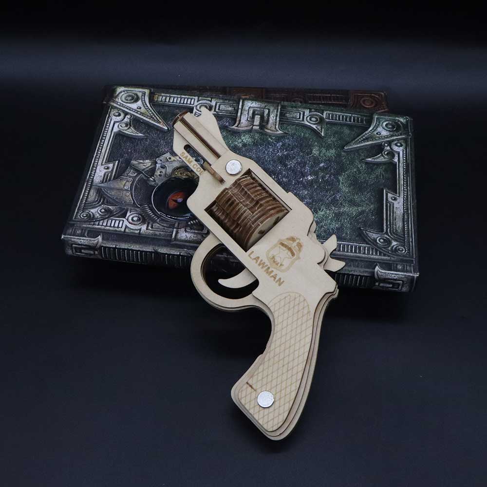 Assembled Colt Law Enforcement Officer Wooden Rubber Band Gun Model Kit - Tophatter Daily Deals