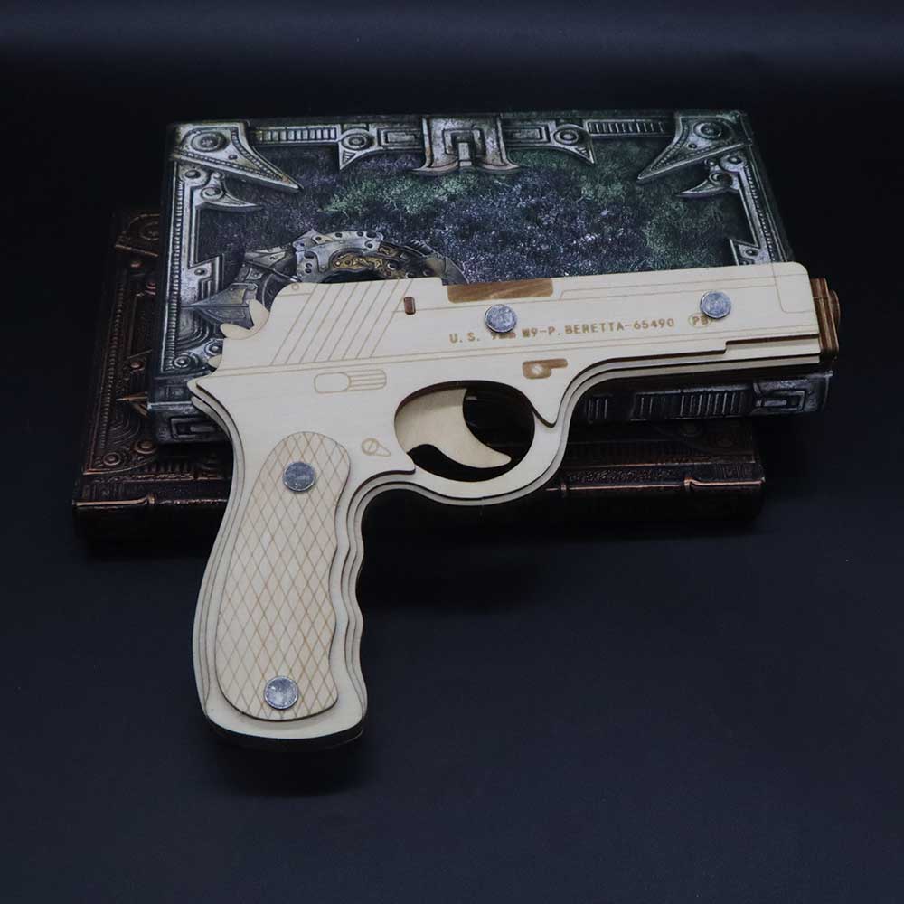 Assembled Beretta Wooden Rubber Band Gun Model Kit - Tophatter Daily Deals
