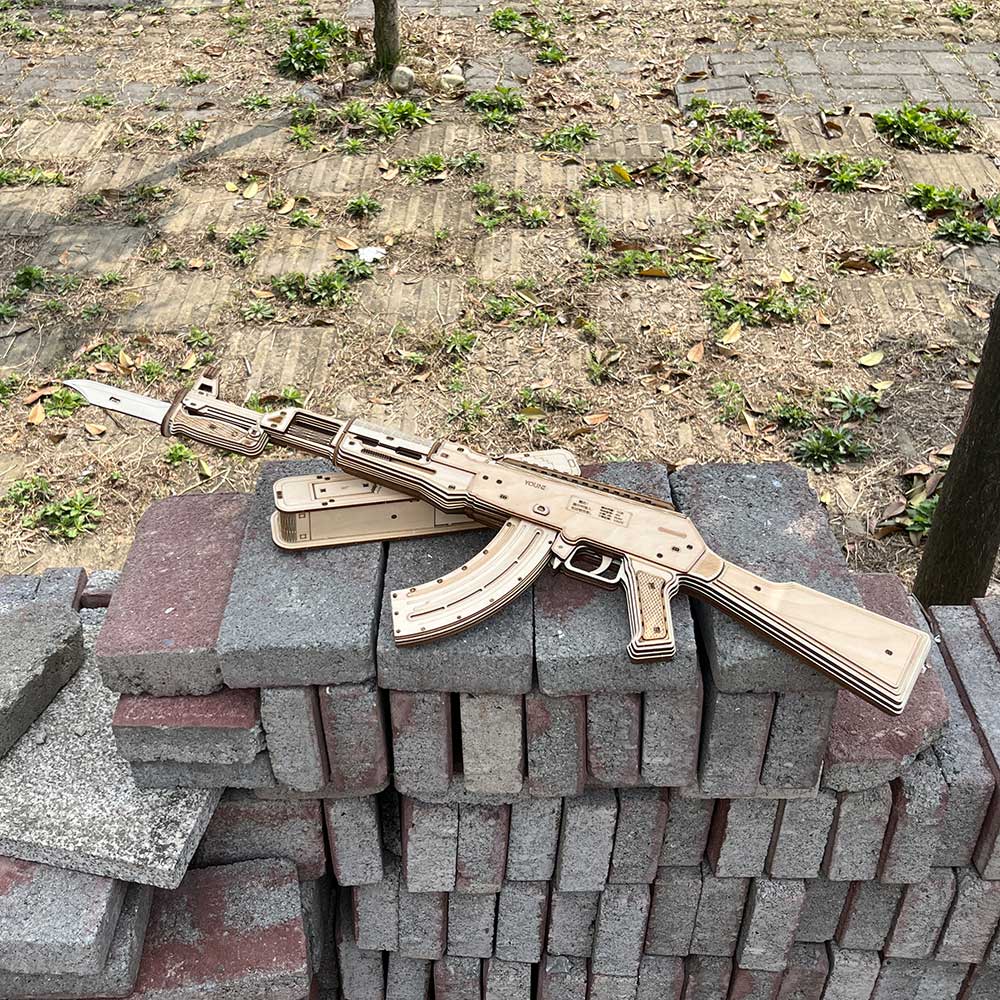AK47 Wooden Rubber Band Replica Gun Model Kit - Tophatter Daily Deals