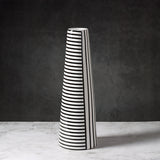 Black And White Striped Geometric Ceramic Vase Flower Ornaments 14x14x42CM 0 - Tophatter Daily Deals