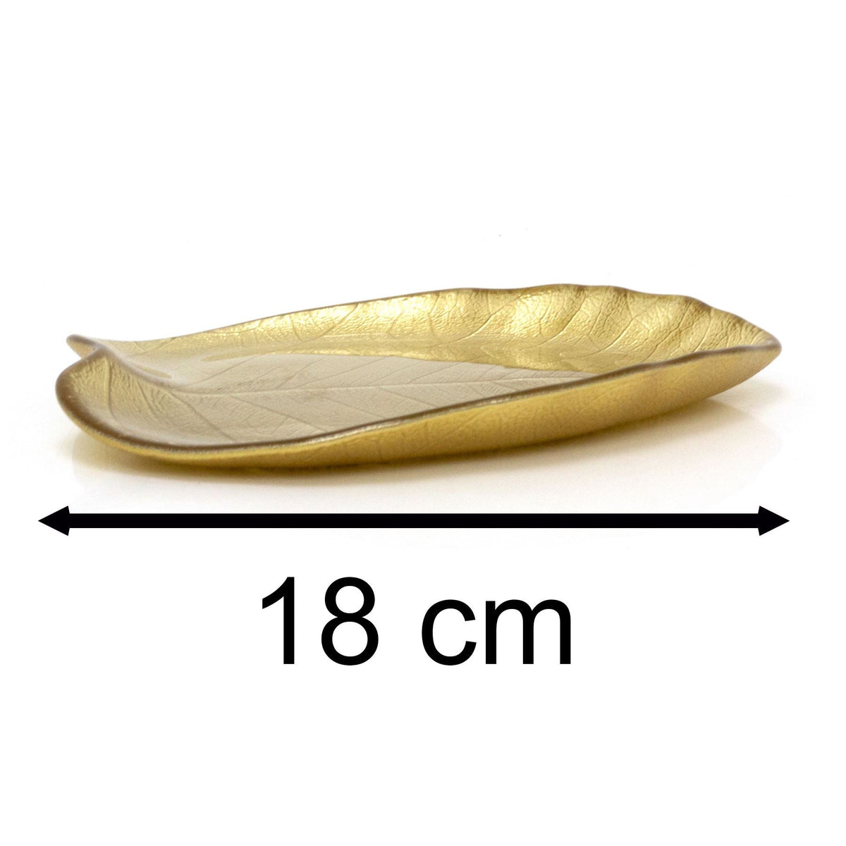 Gold Glass Leaf Trinket Dish | Botanical Vanity Plate Trinket Tray - 18x16cm Trinket Tray - Tophatter Daily Deals