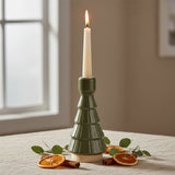 Christmas Tree Candle Holder, 16cm Green Candlestick Holder with Metal Cup Candle Holder - Tophatter Daily Deals