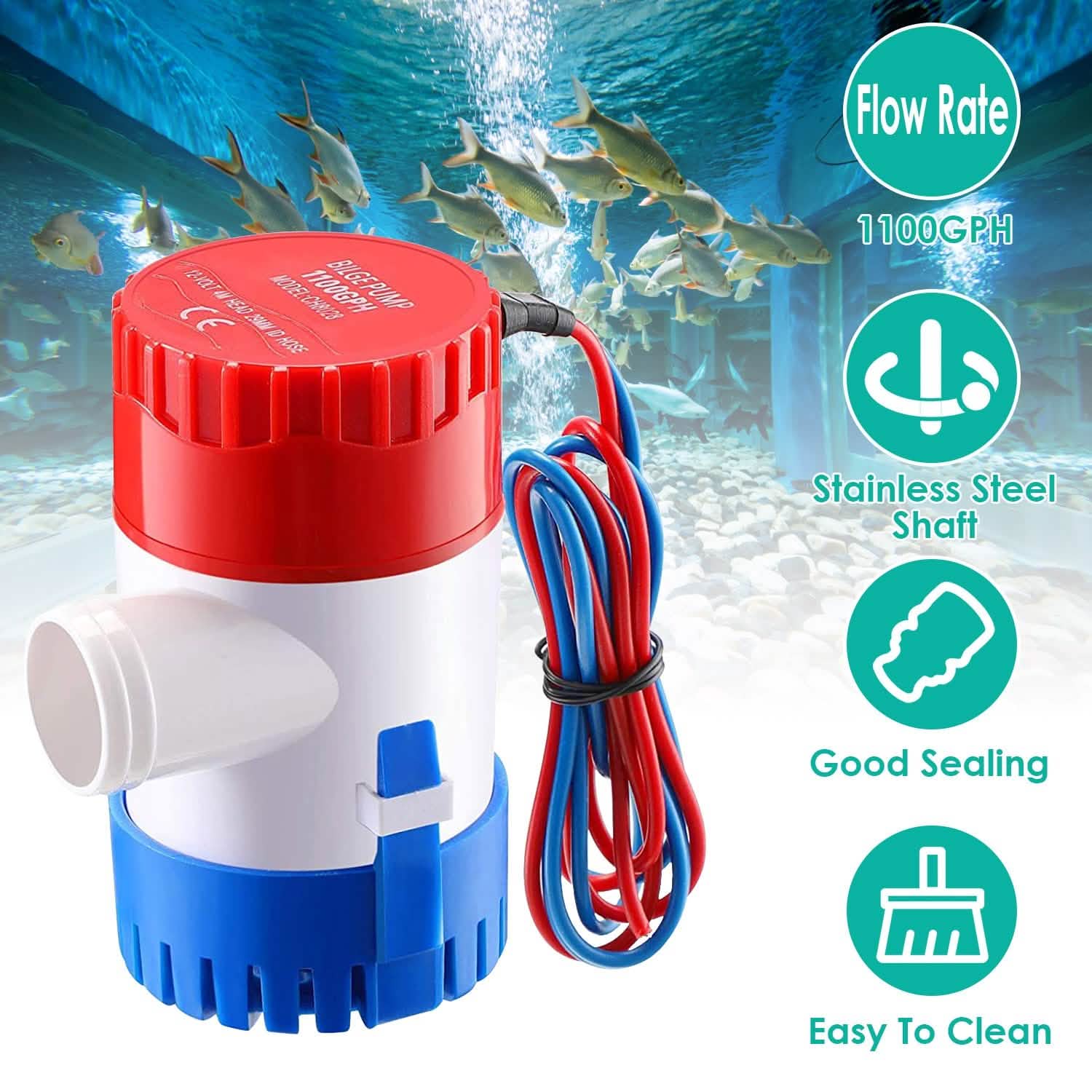 12V 1100GPH Submersible Marine Boat Bilge Non-Automatic Electric Water Pump Everything Else - Tophatter Daily Deals