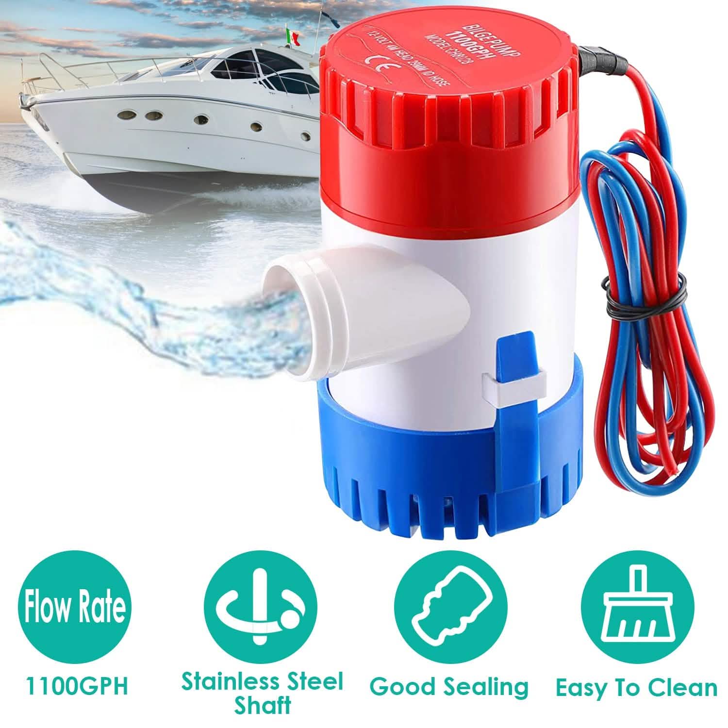 12V 1100GPH Submersible Marine Boat Bilge Non-Automatic Electric Water Pump Everything Else - Tophatter Daily Deals