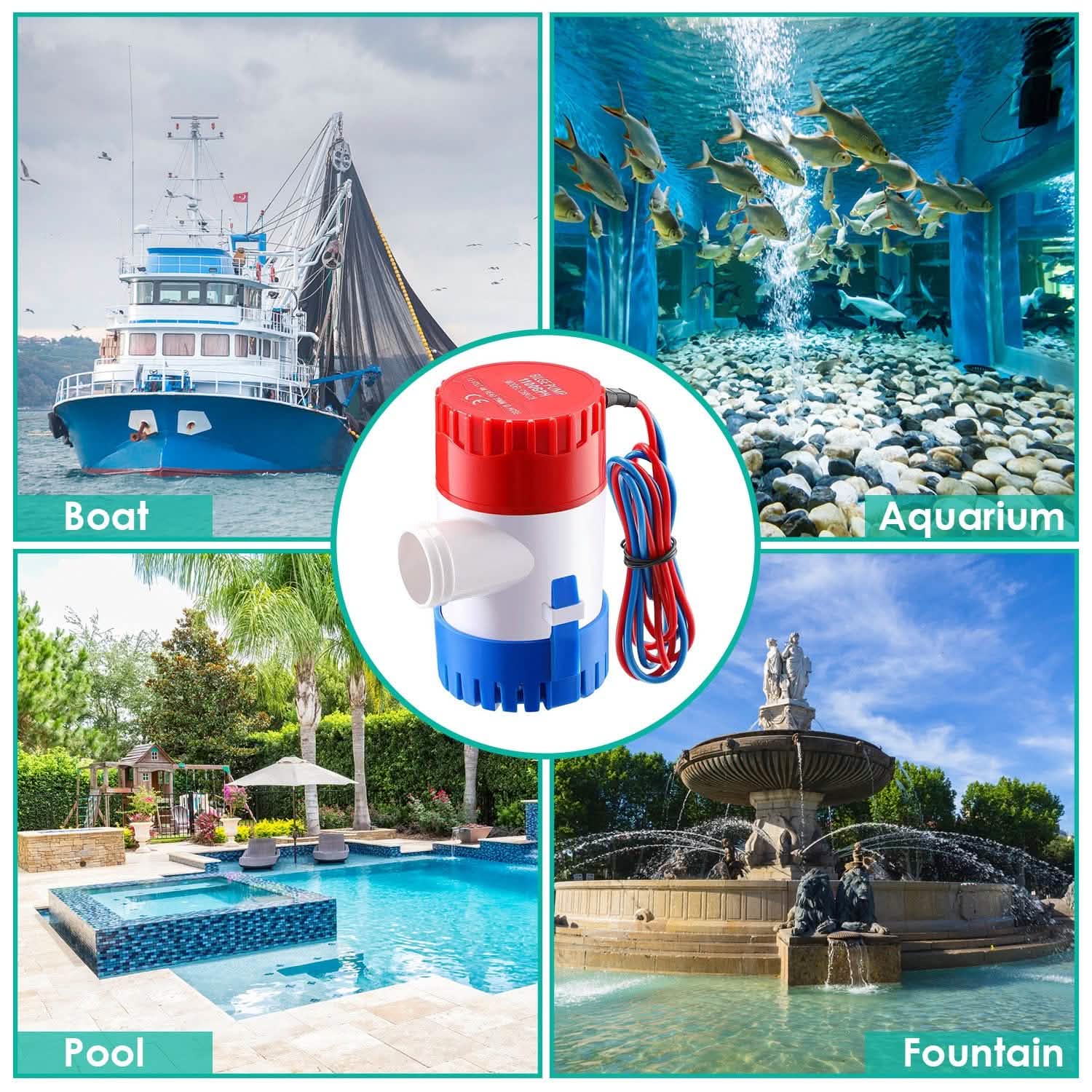 12V 1100GPH Submersible Marine Boat Bilge Non-Automatic Electric Water Pump Everything Else - Tophatter Daily Deals