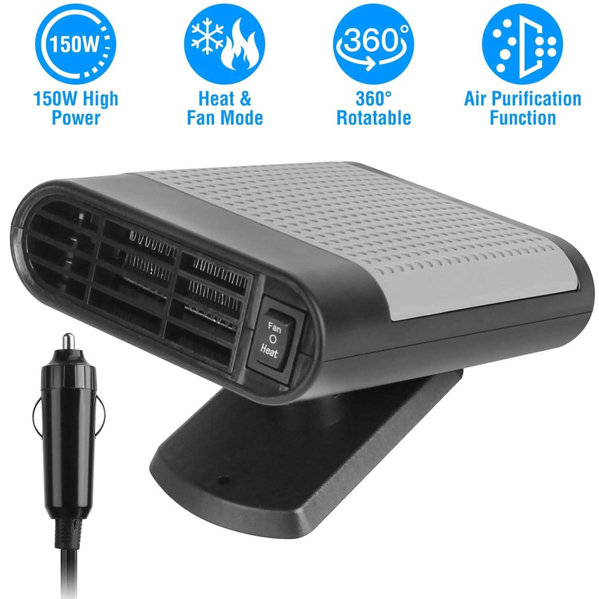 12V 150W Portable Car Heater with Air Purification Automotive - Tophatter Daily Deals