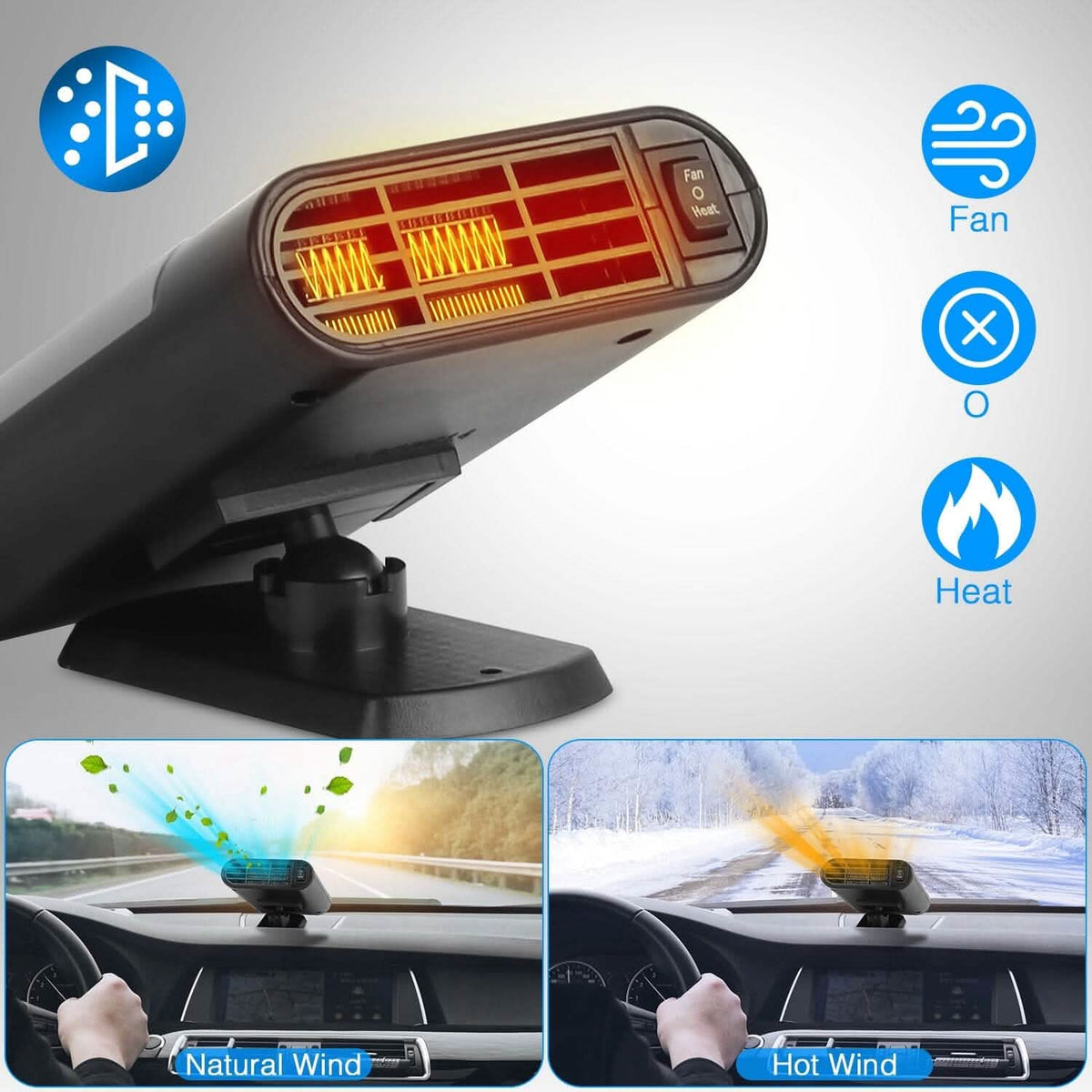 12V 150W Portable Car Heater with Air Purification Automotive - Tophatter Daily Deals