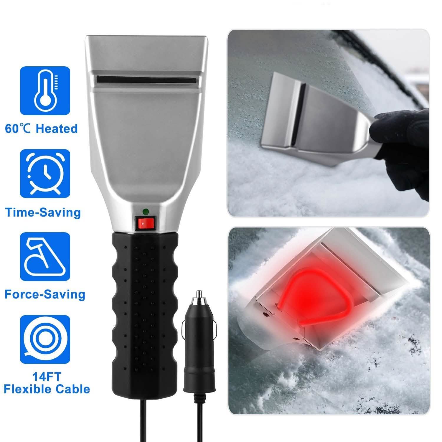 12V Car Electric Heated Ice Snow Scraper Automotive - Tophatter Daily Deals