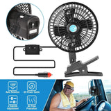 12V Car Fan Oscillating Clip on Cooling Fan with 2 Speeds 120° Rotation Automotive - Tophatter Daily Deals