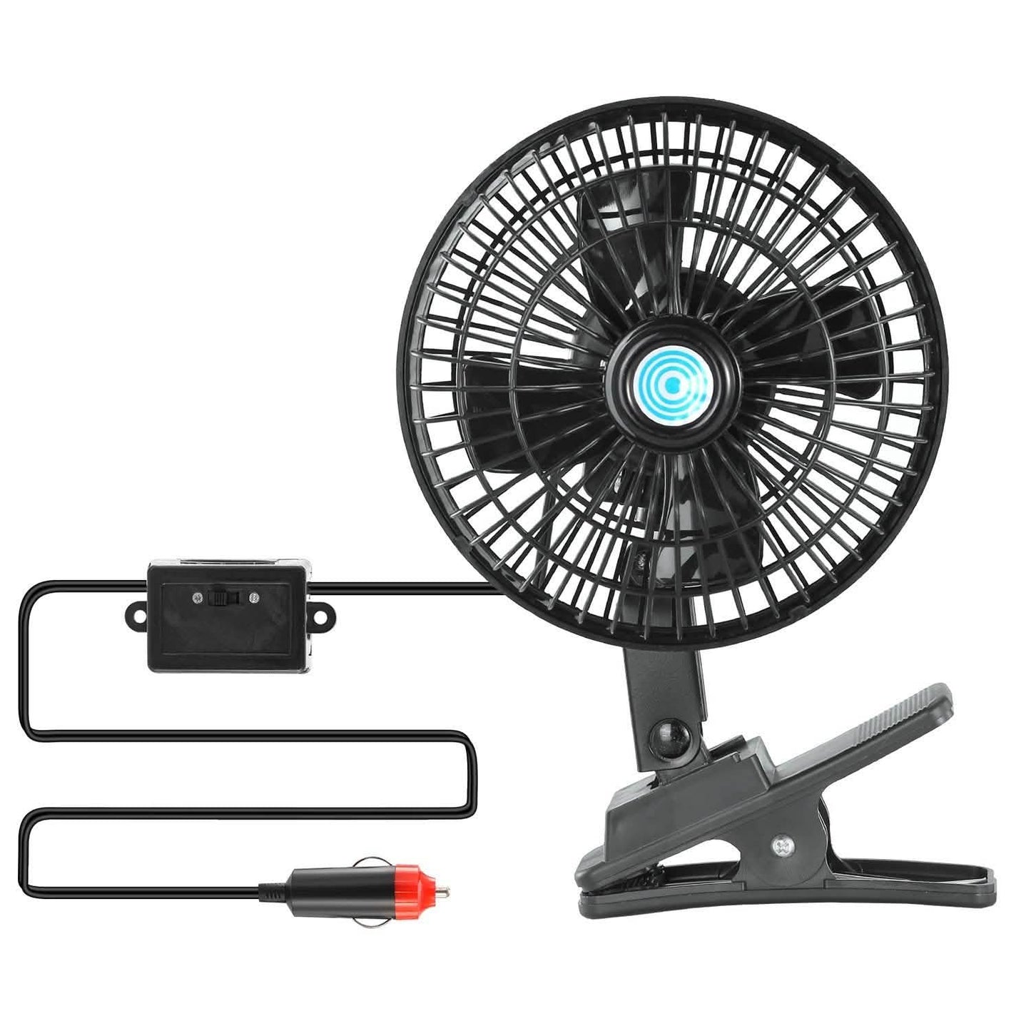 12V Car Fan Oscillating Clip on Cooling Fan with 2 Speeds 120° Rotation Automotive - Tophatter Daily Deals